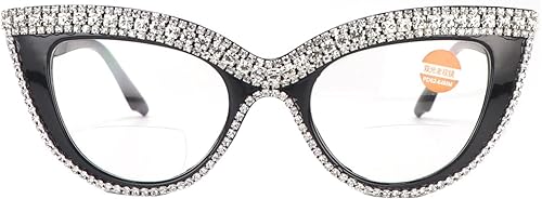 FUPRECIOUS Gafas de lectura bifocales con bloqueo de luz azul para mujer, con diamantes de imitación FUPRECIOUS Gafas de lectura bifocales con bloqueo de luz azul para mujer, con diamantes de imitación