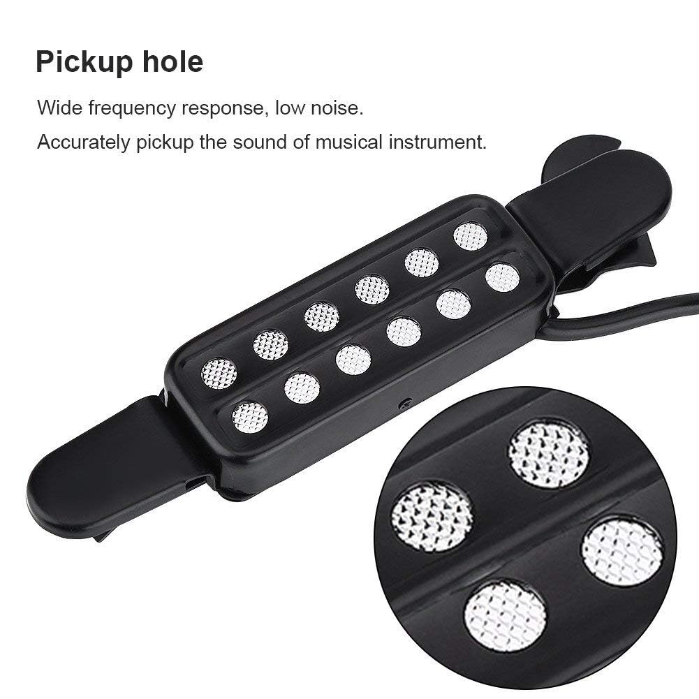 Alomejor Micro Guitare Acoustique,amplifie Son Clair Naturel avec 12 Trous sonores,transducteur Capture magnétique pour Musiciens débutants Professionnels en Studio scène répétition
