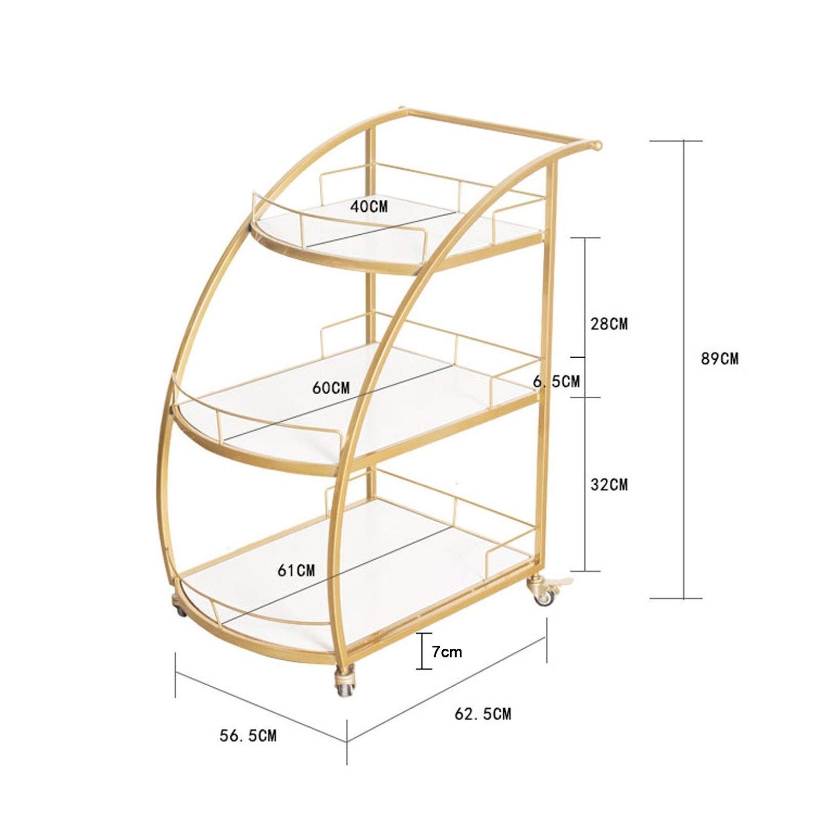 Carrello Bar Carrello di Servizio Tavolo Cucina Carrello per Vino Carrello con Ruote con Serratura per Hostess Domestici Carrelli per Catering, 89 X 62,5 X 56,5 cm, Metallo e Marmo