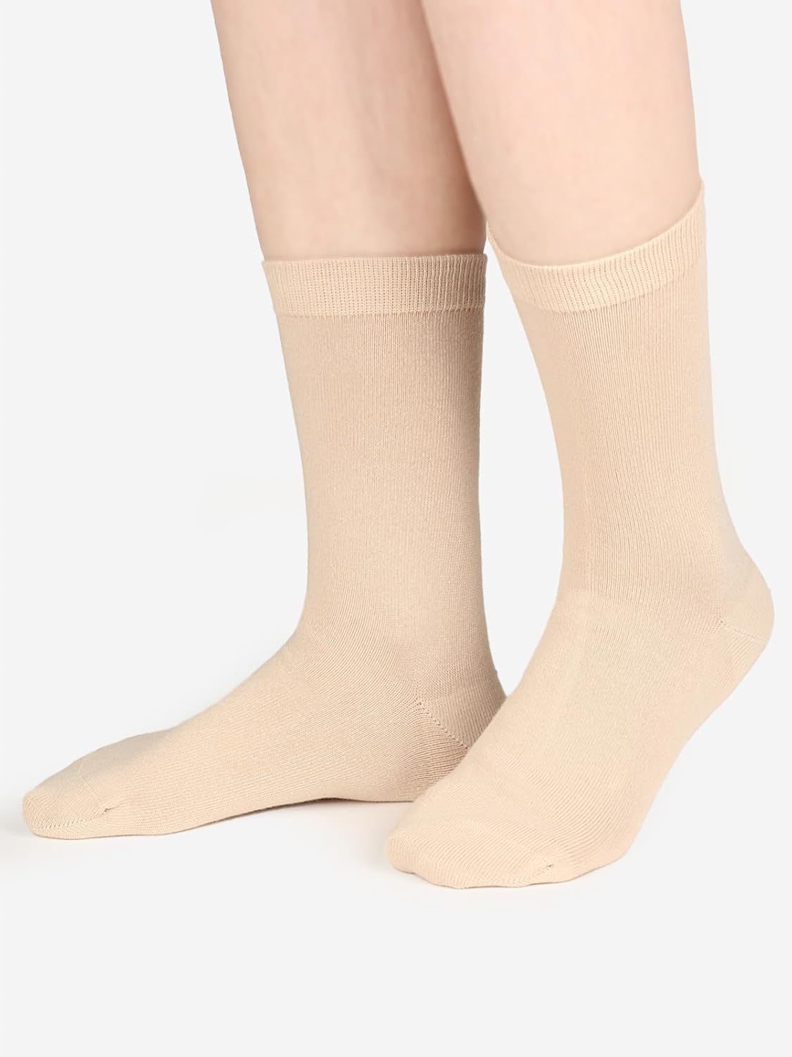 COTTON DAY Women's Soft Combed Cotton Dress Socks Seamless Toe Black White Gray Navy Blue Brown Beige - Image 2