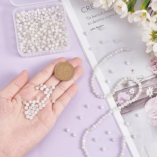 Miniatura 3 de OLYCRAFT 440  450 cuentas de jade blanco natural de 0.157 pulgadas, cuentas redondas sueltas sin teñir, cuentas espaciadoras para pulseras,