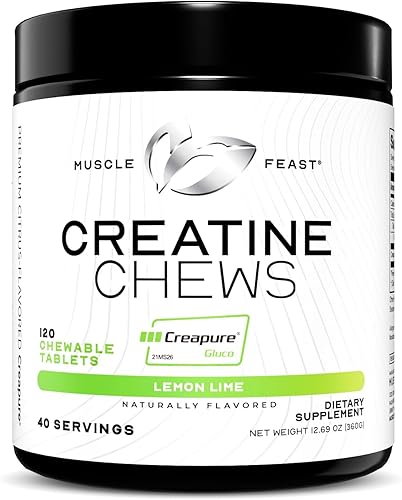 Muscle Feast Monohidrato de creatina vegana caramelo creapure sin gluten lima limón 120 pestañas