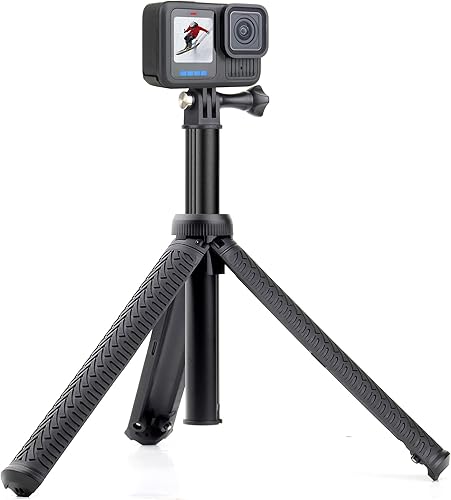 GEPULY Palito extensible para selfie con soporte de trípode para GoPro Hero 10, 9, 8, 7, 6, 5, 4, 3, 2 Fusion Max, Acción OSMO, AKASO, SJCAM,
