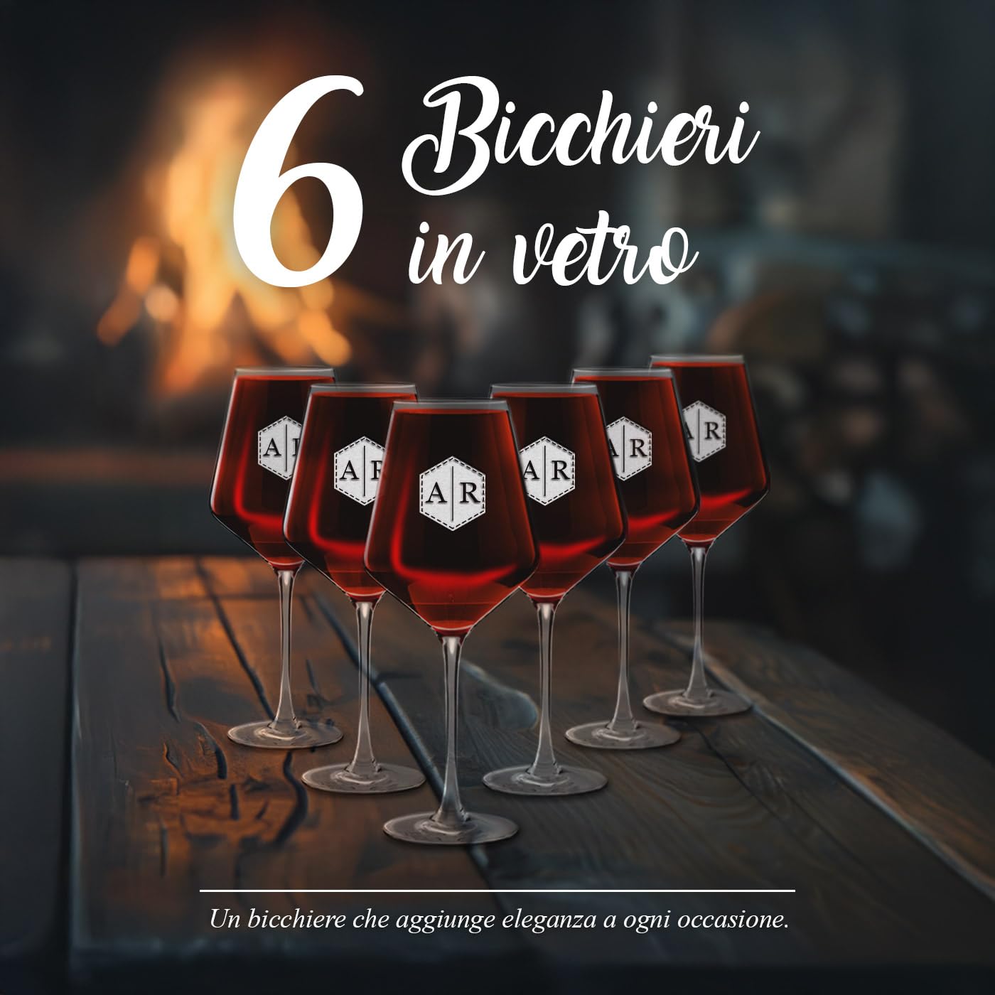 Maverton Calici da vino Avant-Garde - incisione personalizzata - 490 ml - set da 6 pezzi in vetro - ideale per vino rosso e bianco - regalo di matrimonio unico per la coppia
