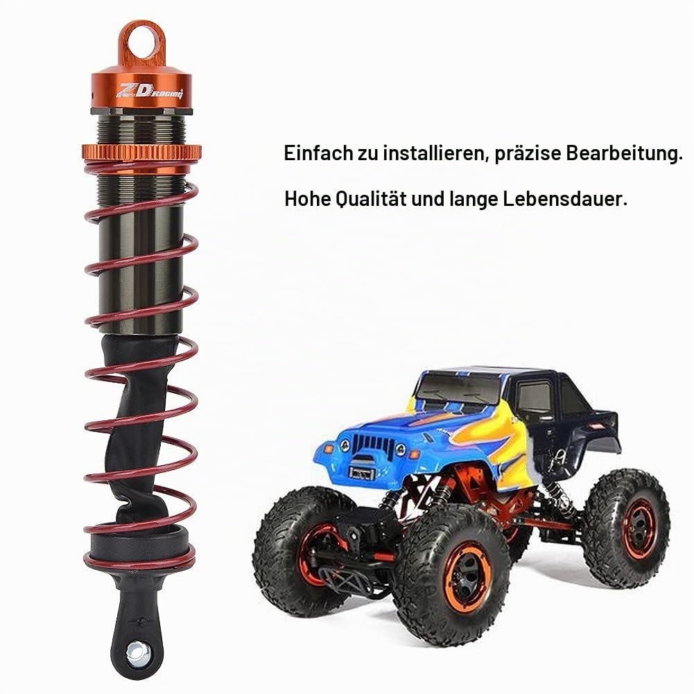 Dilwe 4 Stück RC Car Front Stoßdämpfer hinten, Metall Öldruck Einstellbarer Stoßdämpfer RC Upgrade Ersatzzubehör für 1/8 RC Car(Orange)Modellauto-Zubehör