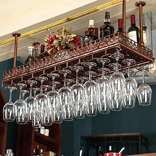Support à verres à vin suspendu 2 couches réglable pour bar et cuisine 60x35cm