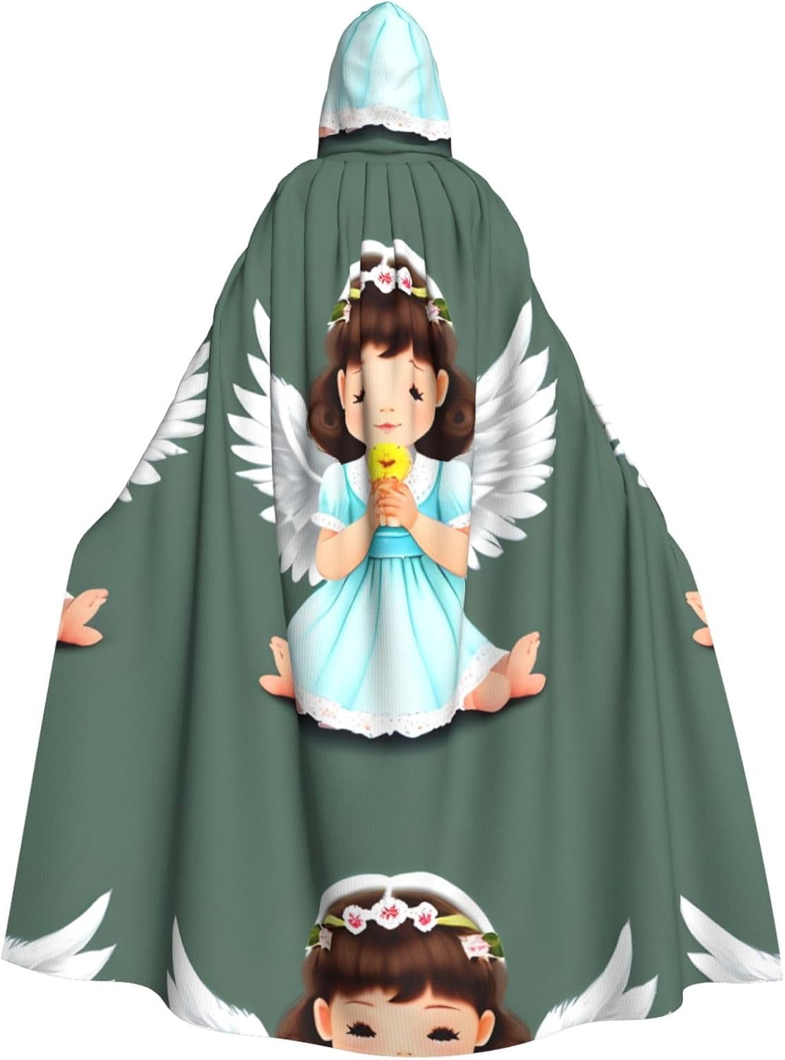 Cute Little Angel Men Women Halloween Role Play Party Decoration Hooded Poncho Black