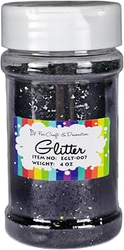Black Glitter 4oz Chunky Glitter Powder, Craft Glitter, Tumblers Resin, Nail Paiting, Art and Decoration