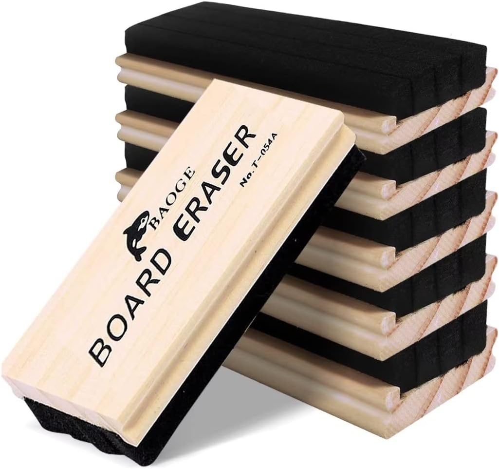 Vieunsok 6 Pack Chalkboard Erasers Premium Wool Felt Eraser Dustless Wood Chalk