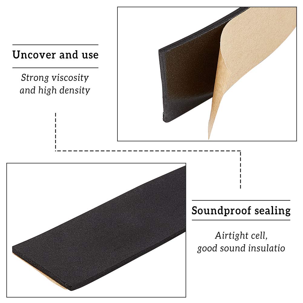 BENECREAT 10m Bande de mousse auto-adhésive 30x3mm Ruban d'étanchéité anti-intempéries noir