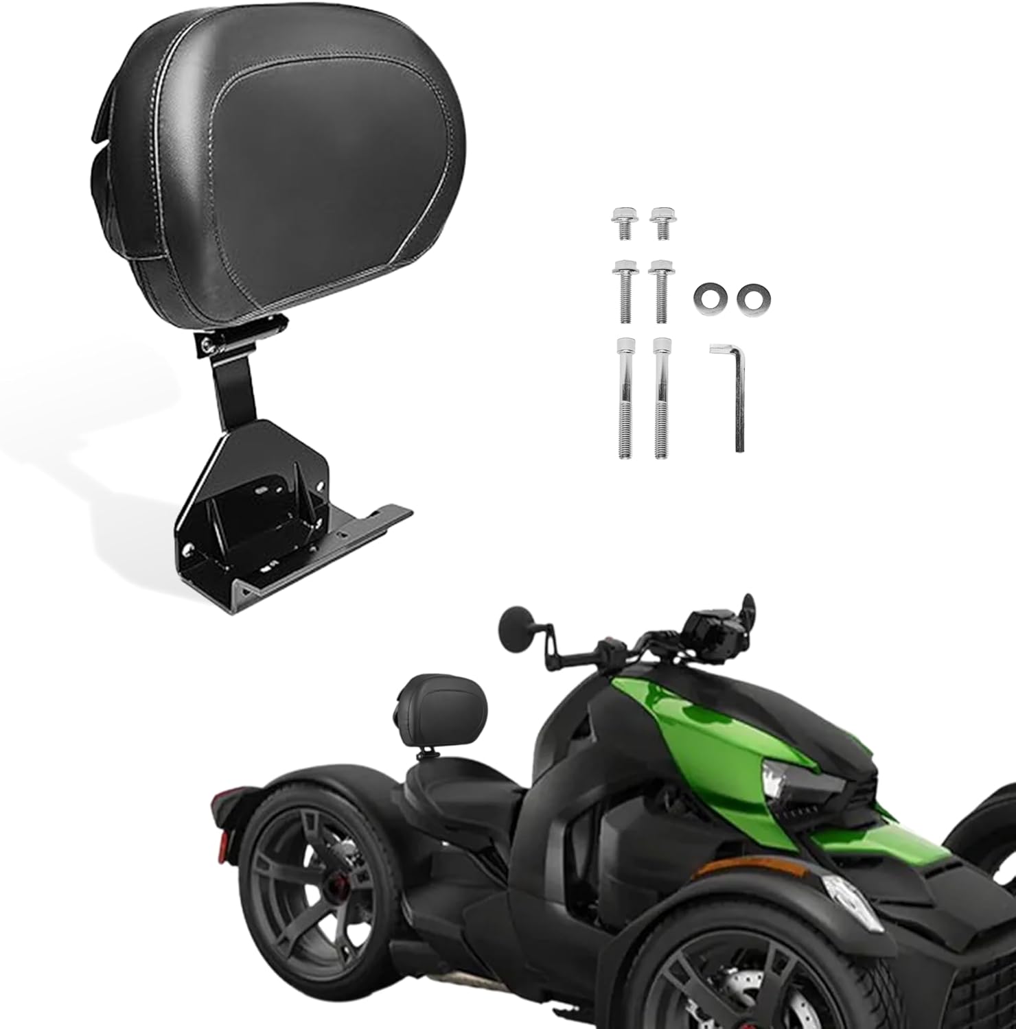 Driver Backrest Adjustable Rider Back Rest Compatible with Can Am Ryker 600 900/ Sport Edition 2019-2025 Accessories (Black)