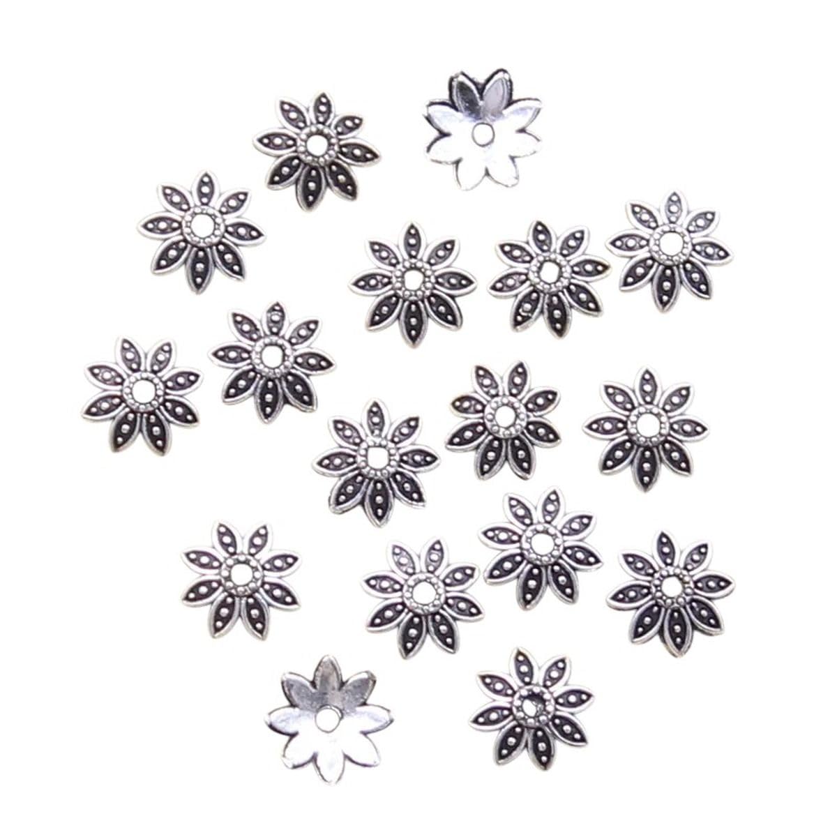 ROXIFETA New 2025 Unisex 200Pcs 8X8Mm Tibetan Antique Silver Color Flower Bead End Caps For Jewelry Findings Needlework DIY Accessories Fashion Trendy Creative Gift For Women And Men