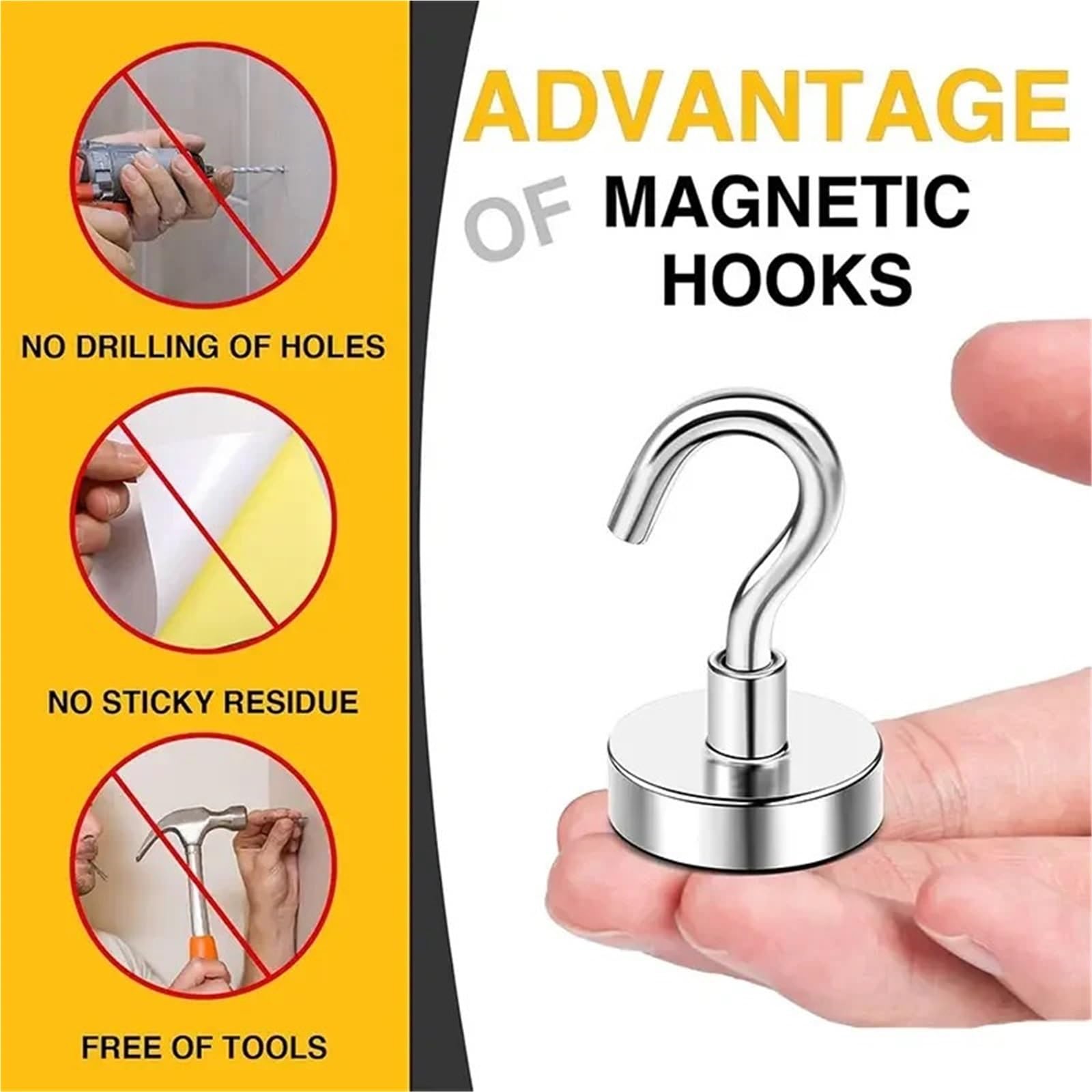 Ganchos magnéticos con Metal for pared de cocina y refrigerador, 6 uds