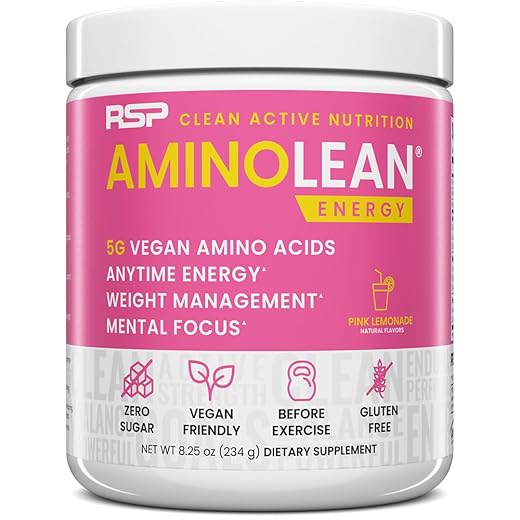 AminoLean Pre Workout Powder, Amino Energy & Weight Management with BCAA Amino Acids & Natural Caffeine, Preworkout Boost for Men & Women, 30 Serv