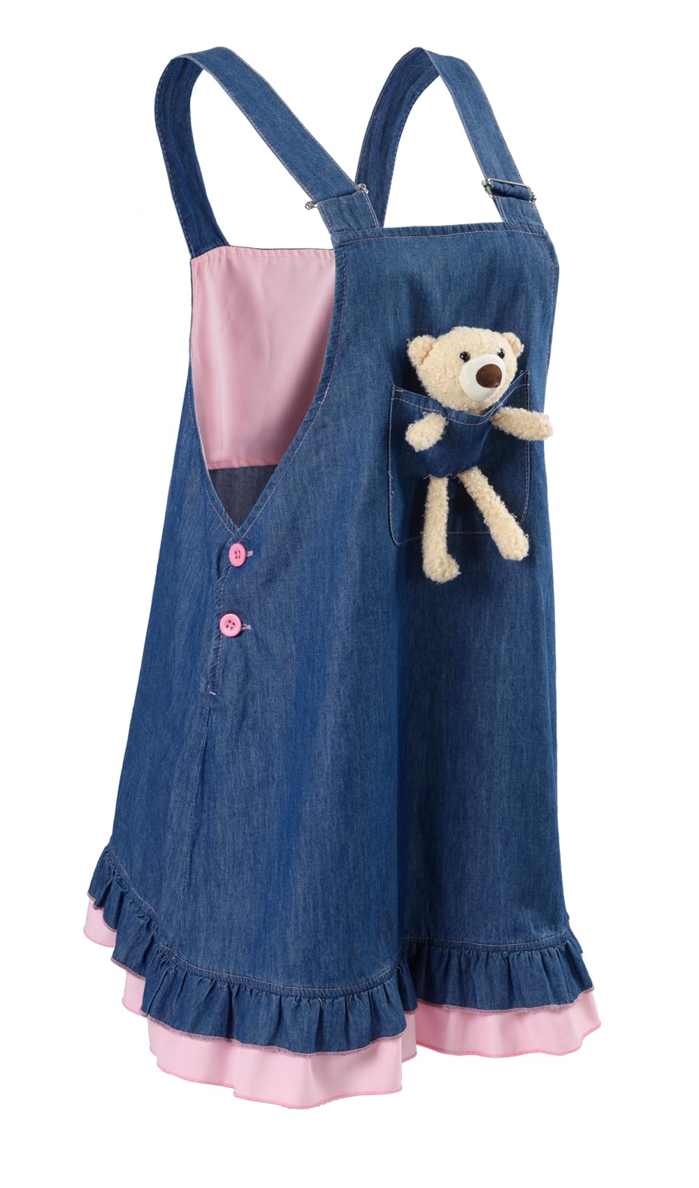 CutiePlusU Robe salopette d'été décontractée pour femme | Ours en peluche à bretelles réglables 100 % coton