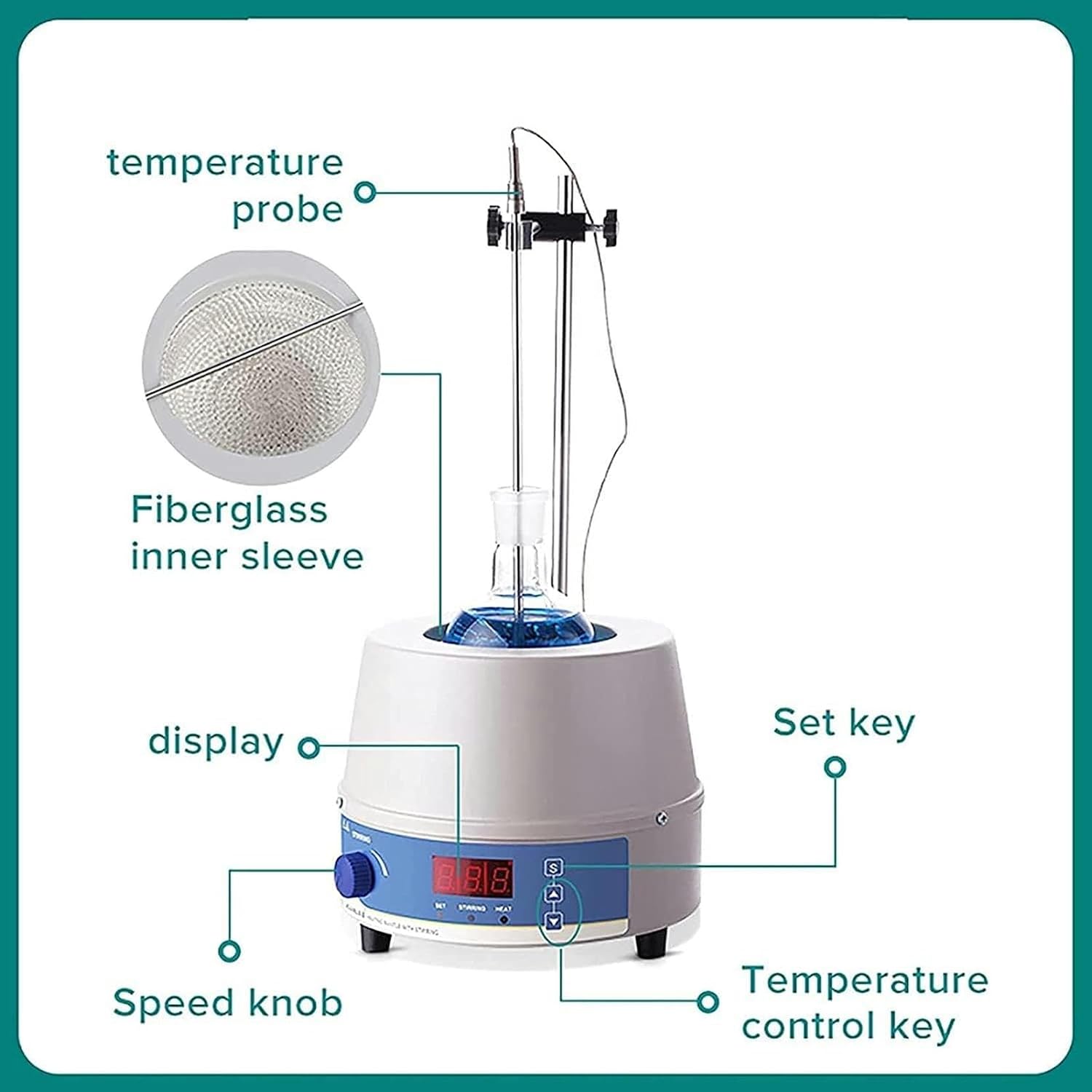 Digital Heating Blanket with Magnetic Agitation, 100 Ml / 250 Ml / 500 Ml / 1 L / 2 L Electric Heating Blanket with Magnetic Agitation, Magnetic Heating/Agitation with Son