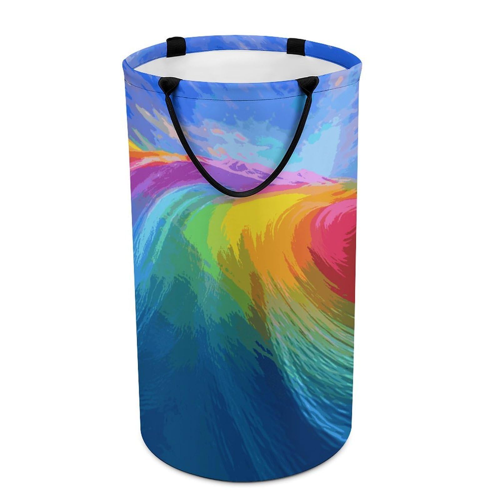 Rainbow Ocean - Cesta de lavandería grande para ropa sucia, cesta de almacenamiento para asas de fácil transporte, cesta grande con asas, cubo de almacenamiento de ropa, organizador de juguetes para
