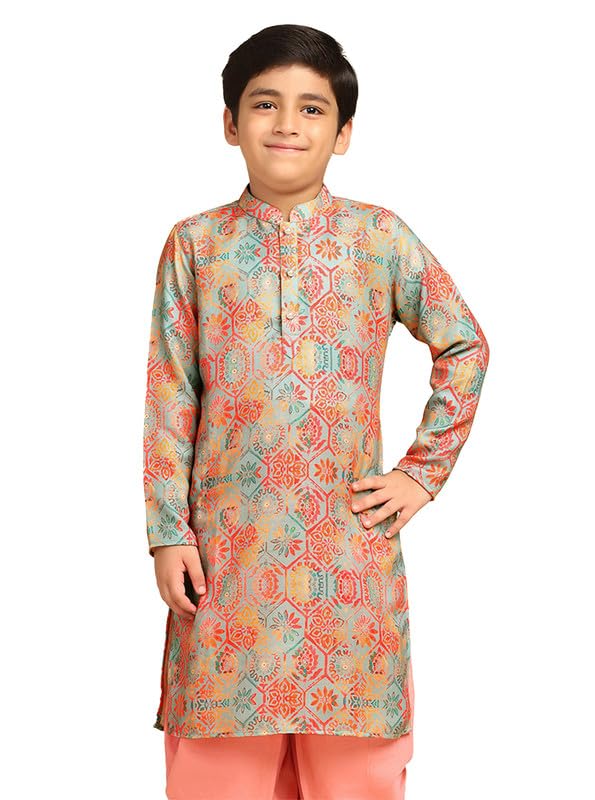 Kisah Boys Kurta | Pashmina Printed Ethnic Wear For Kids Wedding And Occasions-Kk-1025-11-12 Years Multicolour