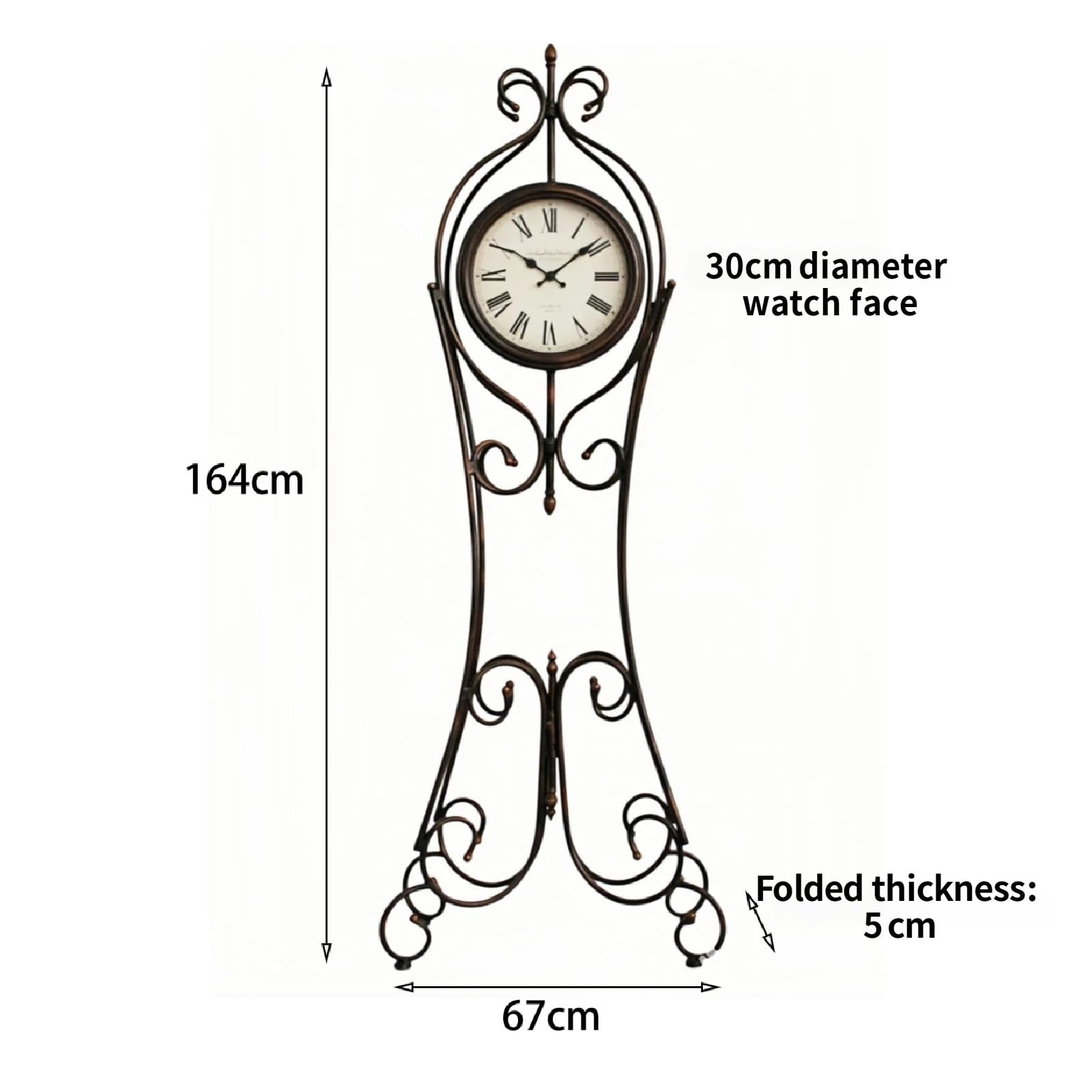 Decoración Reloj de pie Metal, Cuarzo, silencioso, Granja