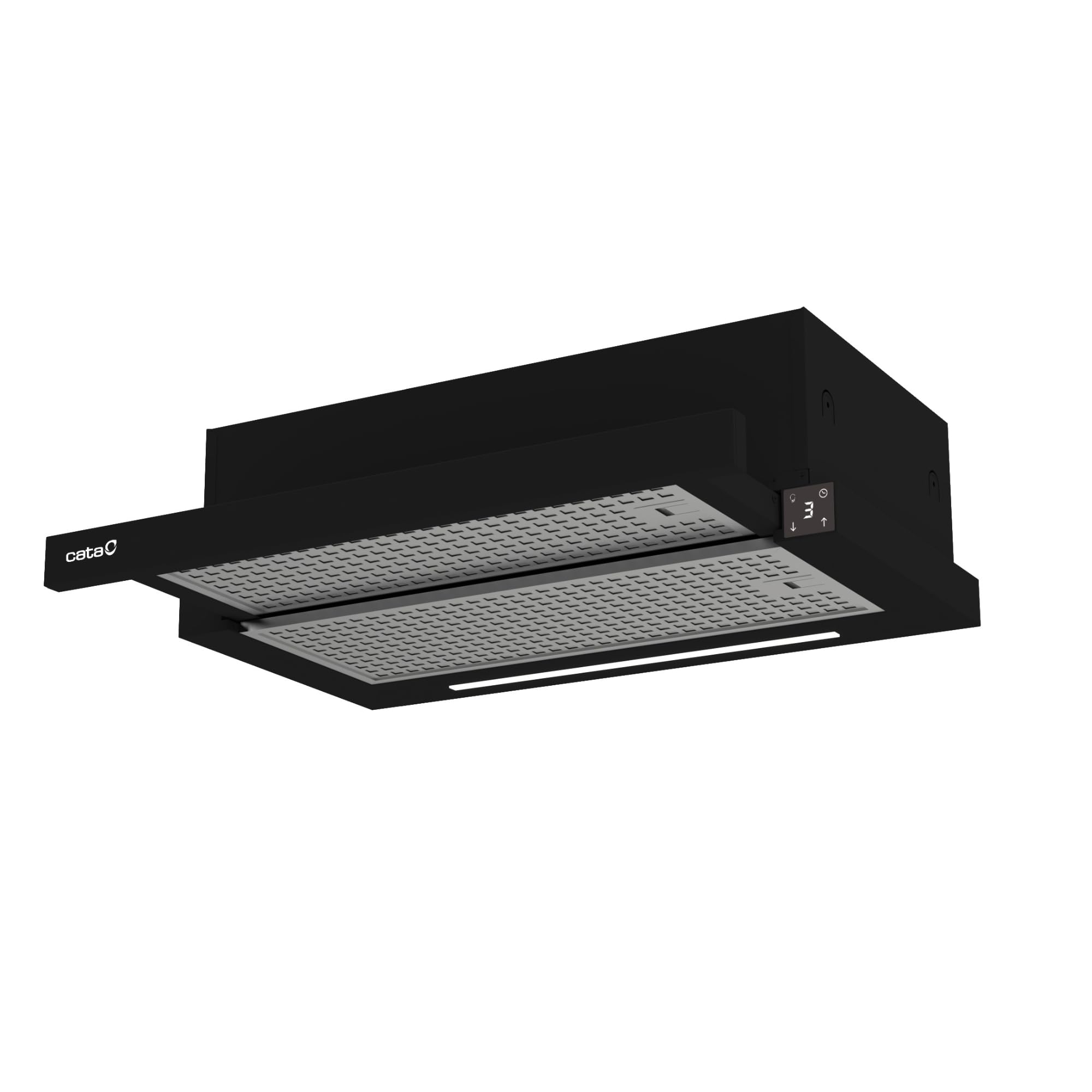 CATA Campana Extractora Telescópica, 391 m³/h, 4 Velocidades 3+1 Turbo, Control Táctil con Display, Motor Brushless de 53 W, LED Regulable, Clase A+, Negro