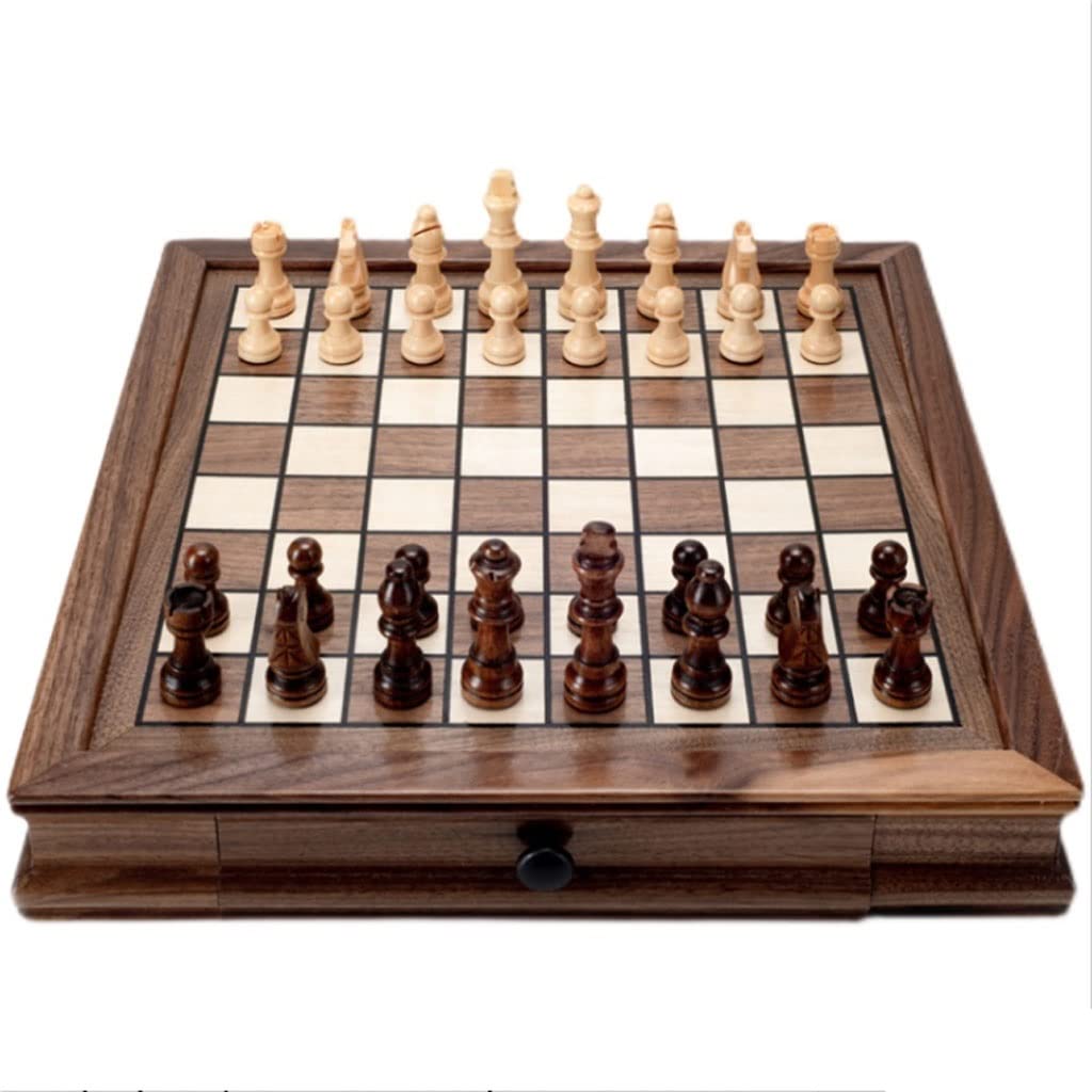 Scacchi in Legno Scacchi magnetici Set 2 cassetti Extra Queen per Pezzi Adatto per Adulti e Set di Scacchi per Principianti (Dimensioni : 32,5 cm) (32,5 cm)