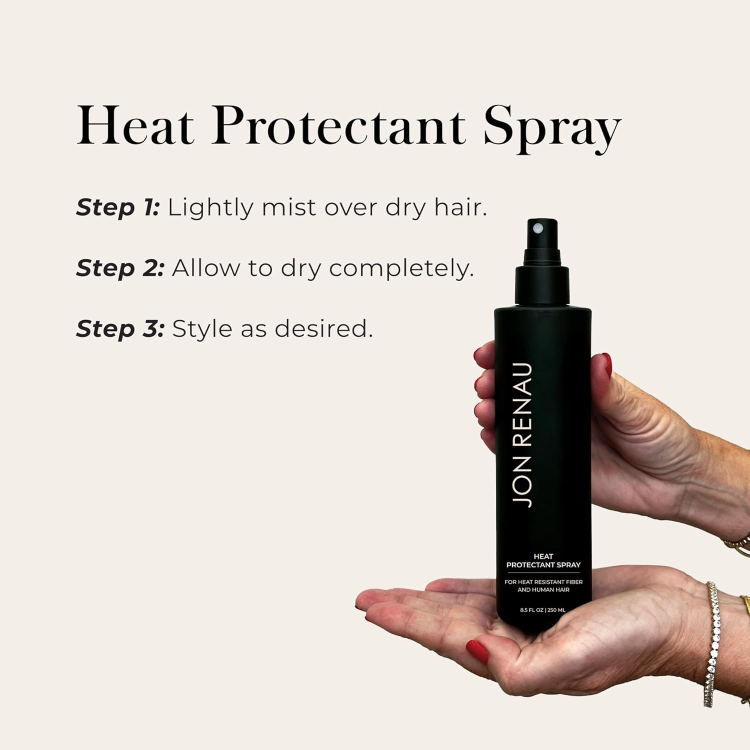 Jon Renau Heat Protectant Spray, Heat Activated Wig Spray for Human and Synthetic Hair, Non Stick Thermal Styling Support for Heat-Friendly Wigs and Extensions, 8.5 Ounces