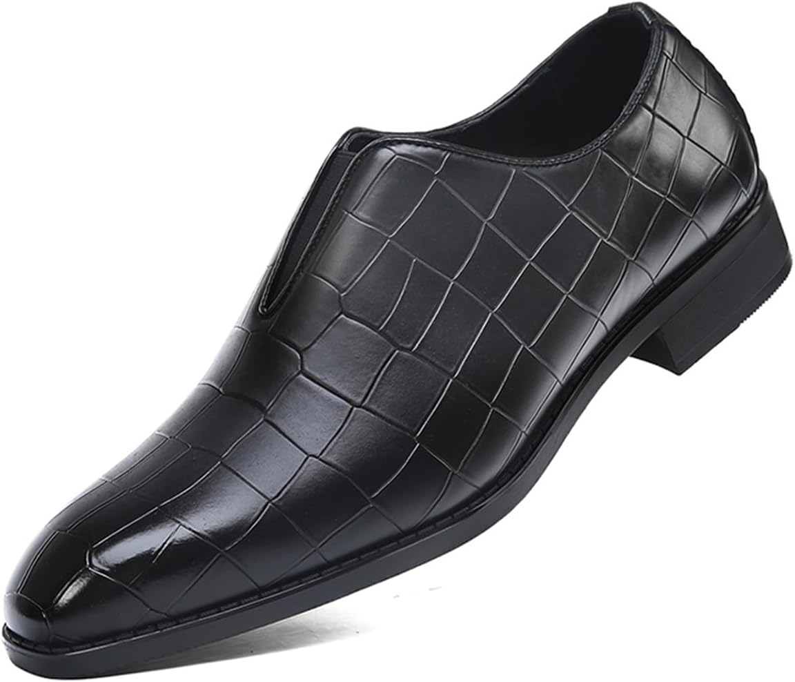 Men's Retro Dress Slip-on Loafers Business Casual Formal Leather Shoes for Men