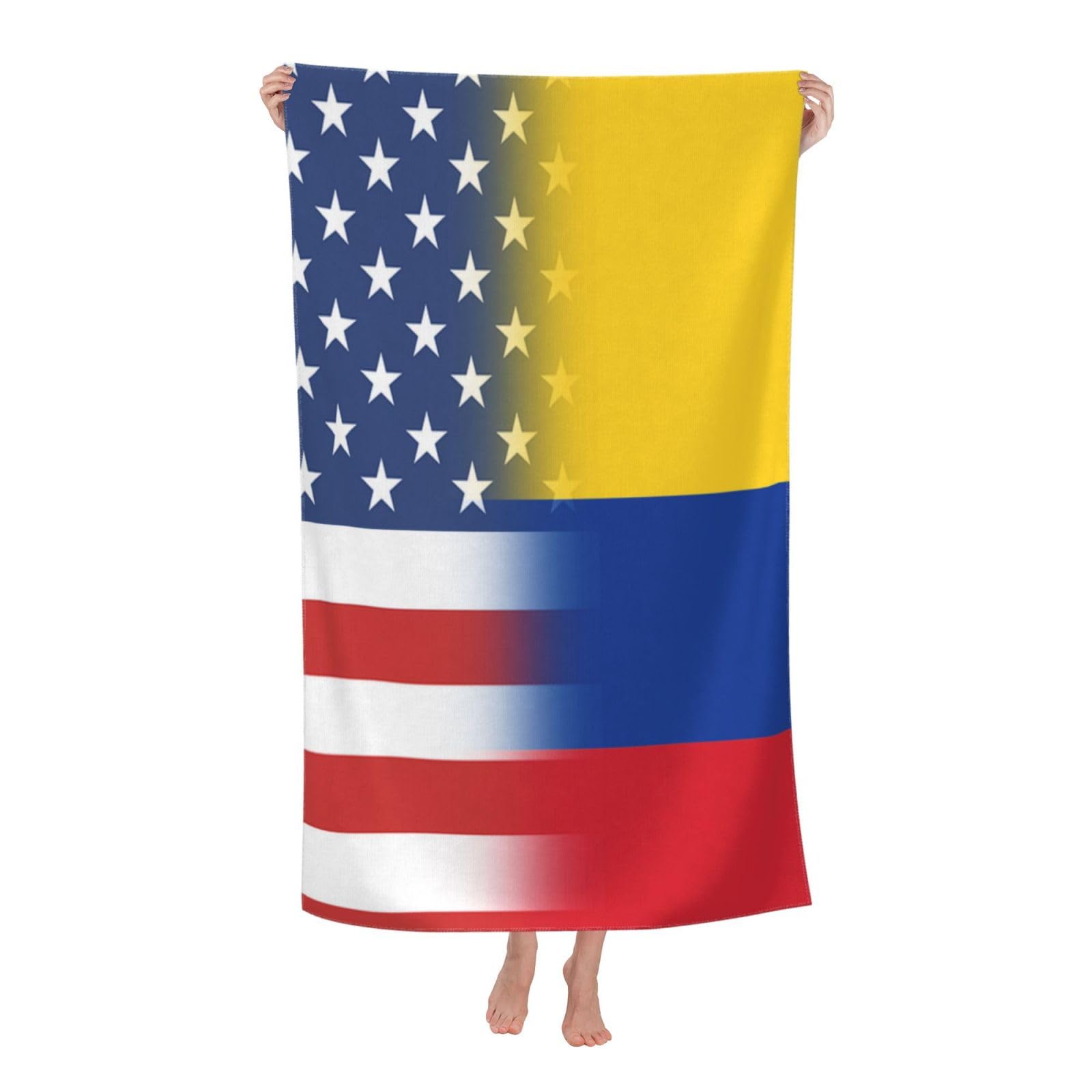 LSRCPD Beach Towel American and Colombian Flag Microfiber Beach Towels Blanket Oversized Tropical Big Extra Large XL Pool Towels Quick Dry Sandproof for Women Girls Kids