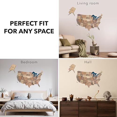 Miniatura 32 de Enjoy The Wood Mapa de Estados Unidos de madera lugares visitados – Mapa 3D de Estados Unidos mapa de viajes decoración de pared de madera – Mark