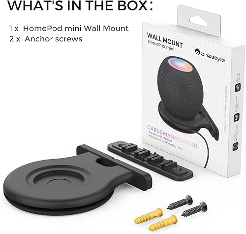 Miniatura 7 de AHASTYLE HomePod - Mini soporte de pared ABS gestión de cables integrada Soporte estable para HomePod Mini Necesidad de taladrar (negro, 1 unidad)