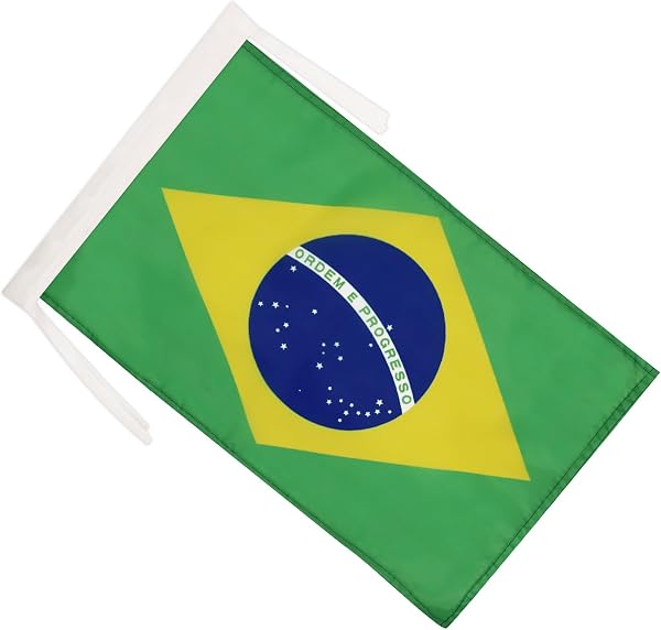 AZ FLAG - Brazil Flag - 18'' x 12'' - 100% Polyester Brazilian Small Banner with Two Cords - Fade Resistant - Vivid Colors - 18x12 in - 45x30 Cm - 2