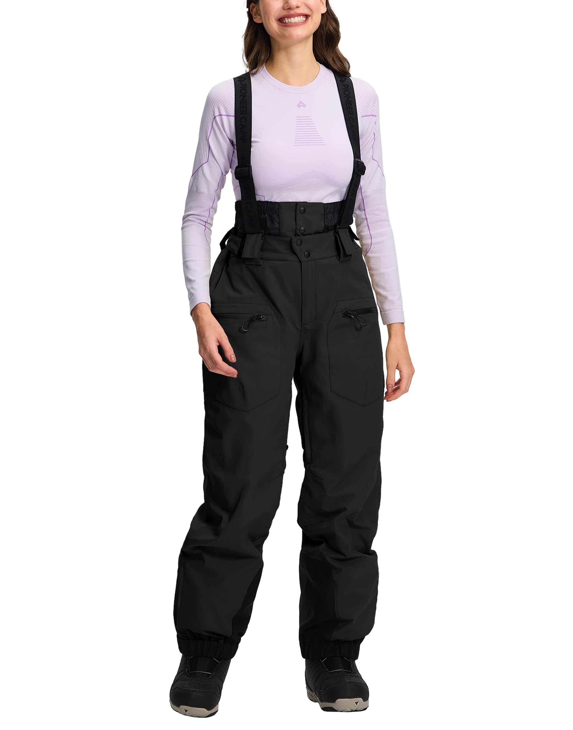 Pioneer Camp Skihose Damen Wasserdicht Winddichte Warme Snowboardhose mit Abnehmbaren und Taschen Winter Schneehose für Outdoor Sporten
