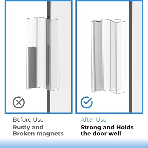 Miniatura 6 de Imán para puerta de ducha, marco de puerta de canal en U con policarbonato transparente e imán para puertas de ducha de vidrio oscilante de 38