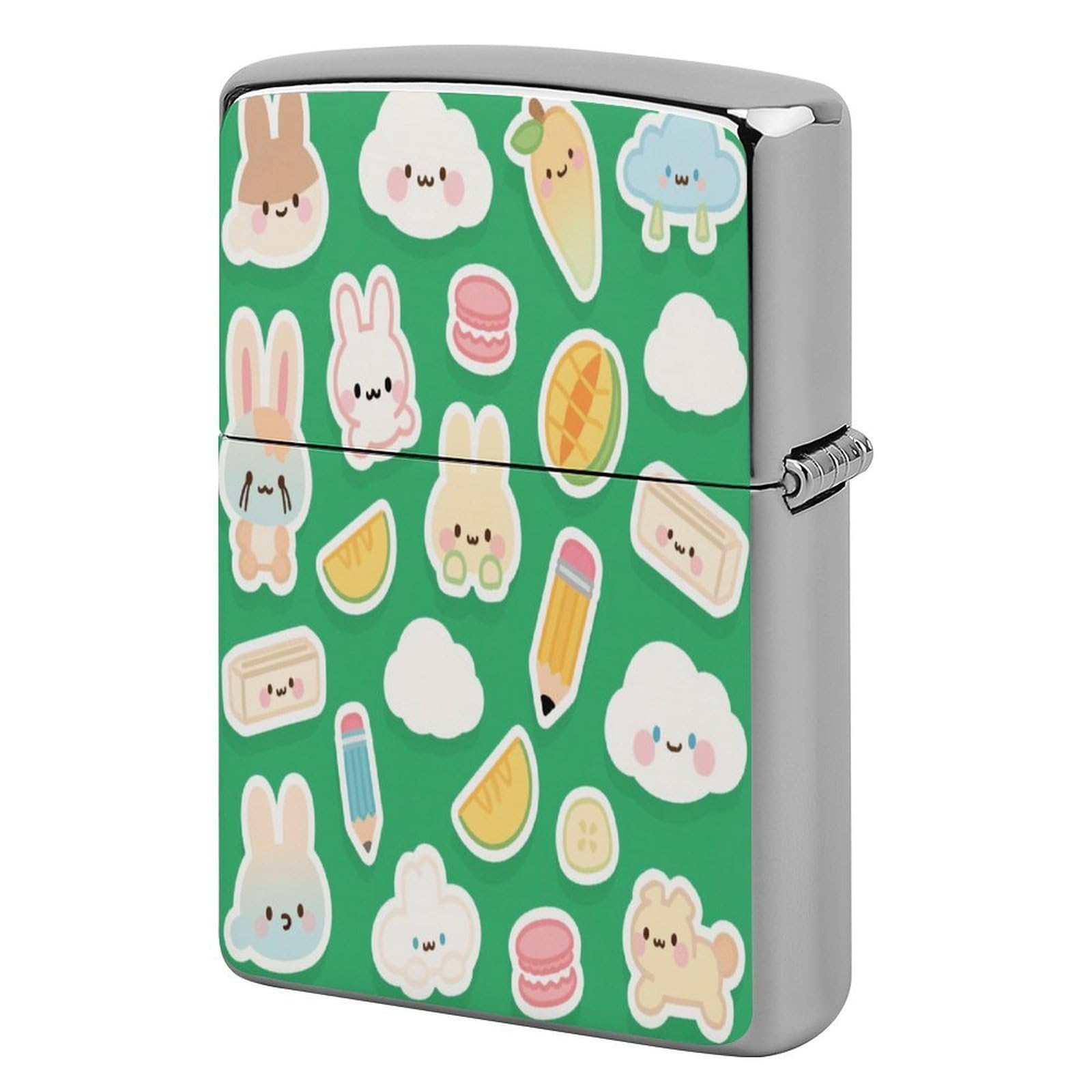 Fekiloot Style Green Bunny Fruit Lighter Case Cover Metal Lighter Case