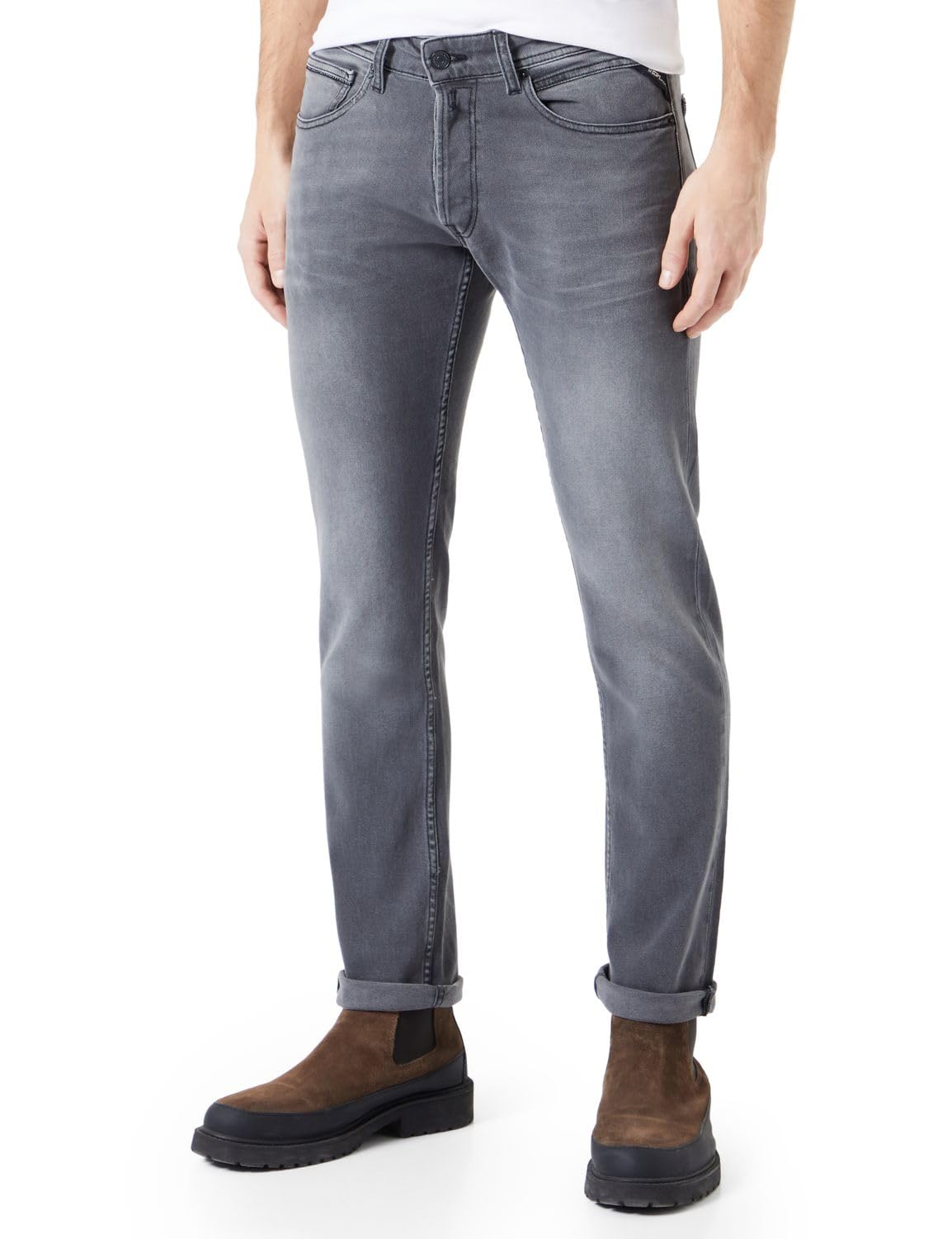 Replay Herren Jeans Grover Straight-Fit, Medium Grey 096-1 (Grau), 27W / 32L
