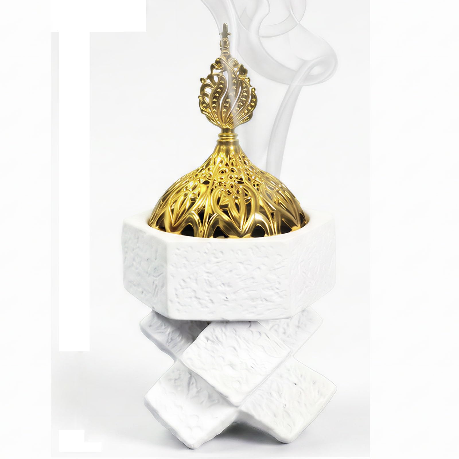 Oriental Cross Knot Incense Burner Resin Feng Shui Aroma Holder Zen(Black)