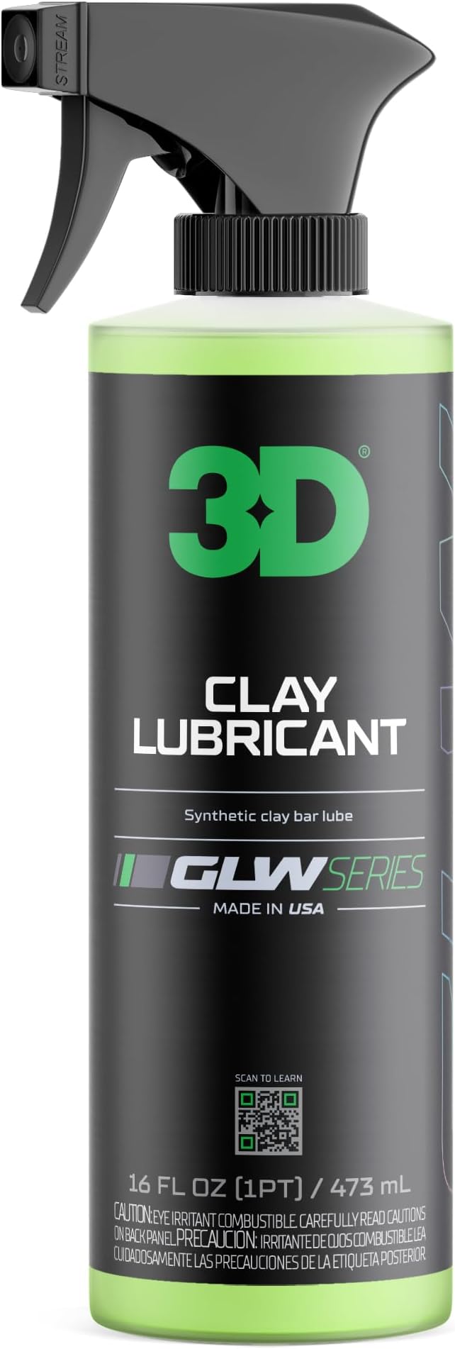 3D Clay Lubricant GLW Series | DIY Car Detailing | Hyper Slick Lubrication for Clay Bars | Eliminates Contaminants from Paint | Ultra Surface Protection | Decontamination Formula | Easy to Use | 16oz