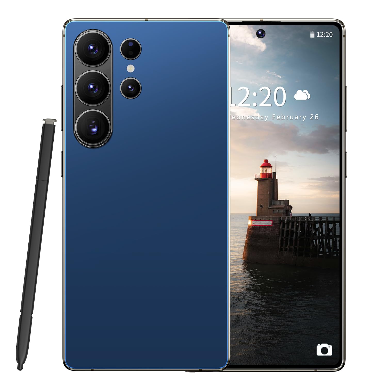 Huness S26 Ultra Unlocked Phone,Built in Pen The Phone,Cell Phone Battery 7000mAh 6.99" HD Screen,Android 15 16+512GB Smartphone,Dual SIM/5G/Face ID/Fingerprint Lock/GPS (Deep Blue, 16+512G)