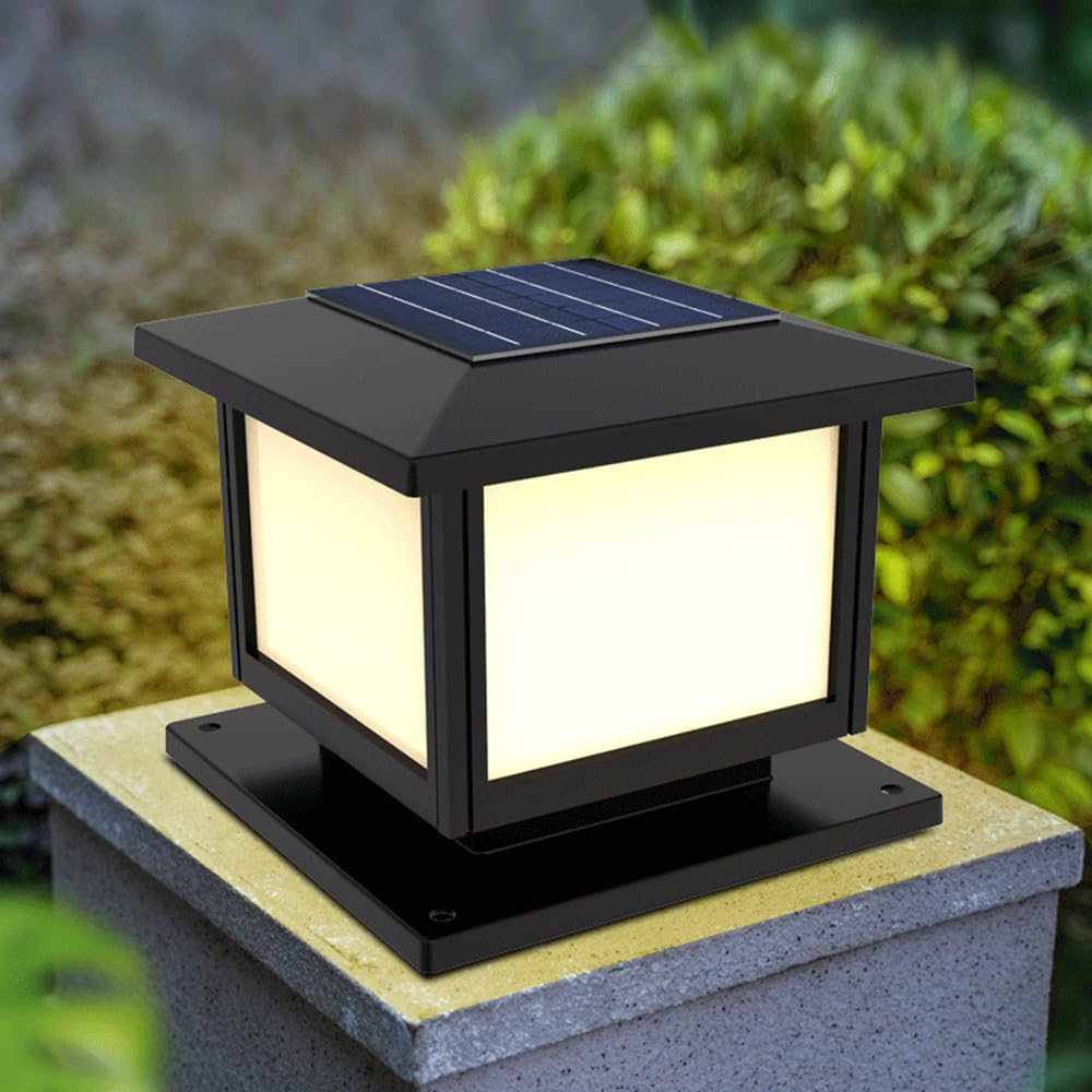 Minimalistyczna czarna zewnętrzna lampa solarna, idealna na