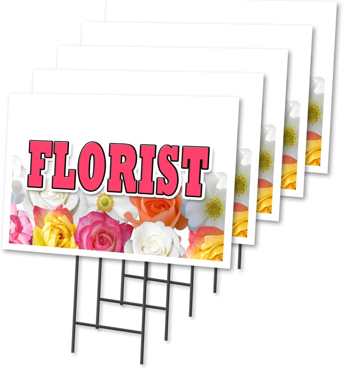 Florist 12"x16" Yard Sign & Stake | Advertise Your Business | Stake Included Image On Front Only | Made in The USA