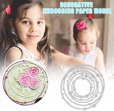 3D Spotty Line Circle Nesting Frame Metal Cutting Dies for Greeting Card Making and DIY Scrapbooking Album Decoration - Embossing Arts Craft Accessories for Scrapbooking and Card Making