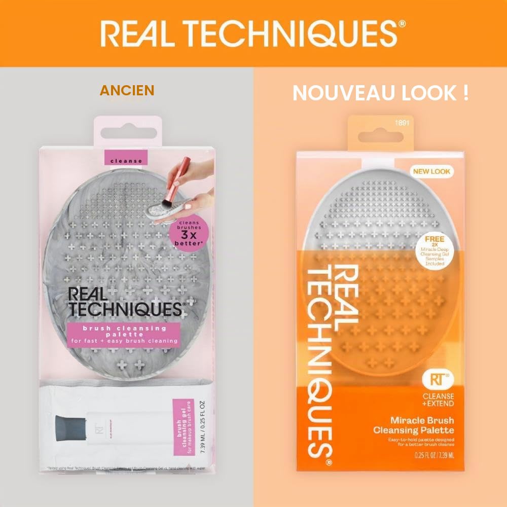 Real Techniques Palette de Nettoyage avec Pinceau Gel Nettoyant pour Pinceaux de Maquillage 8 Unité