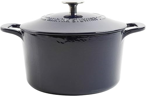 Miniatura 4 de Hornos holandeses esmaltados de hierro fundido de 4 cuartos y 7 cuartos de galón, color azul marino, hierro fundido, 4 cuartos de galón y 7 cuartos