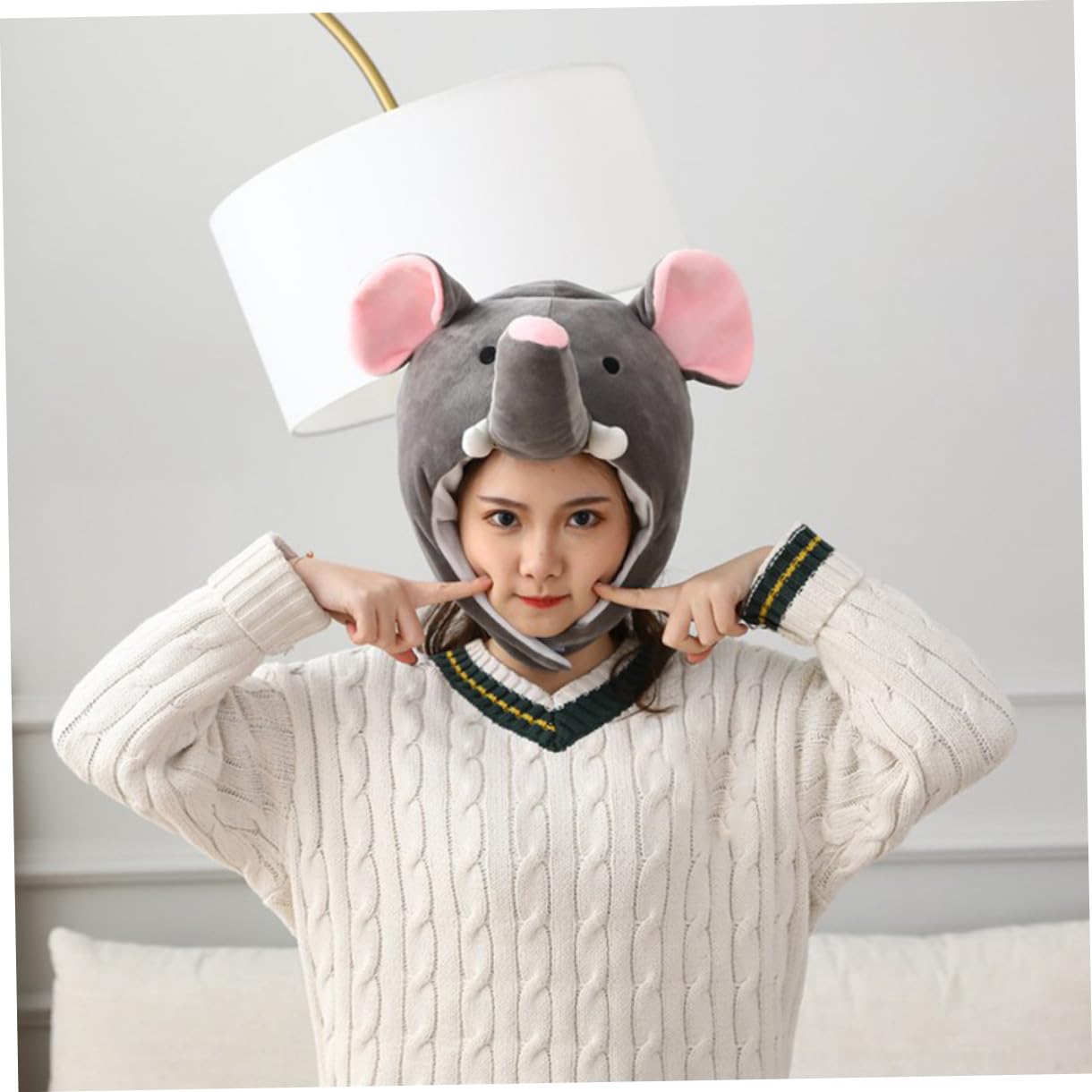 Sombrero para Fiesta Diseño de Elefante en Felpa y Algodón Pp, Práctico y Decorativo para Carnaval y Actuaciones de Baile