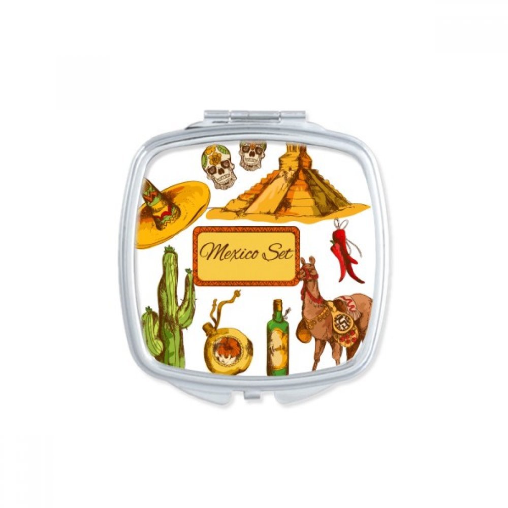 Miroir compact Mexique pyramide du désert, petit accessoire de maquillage portable double face