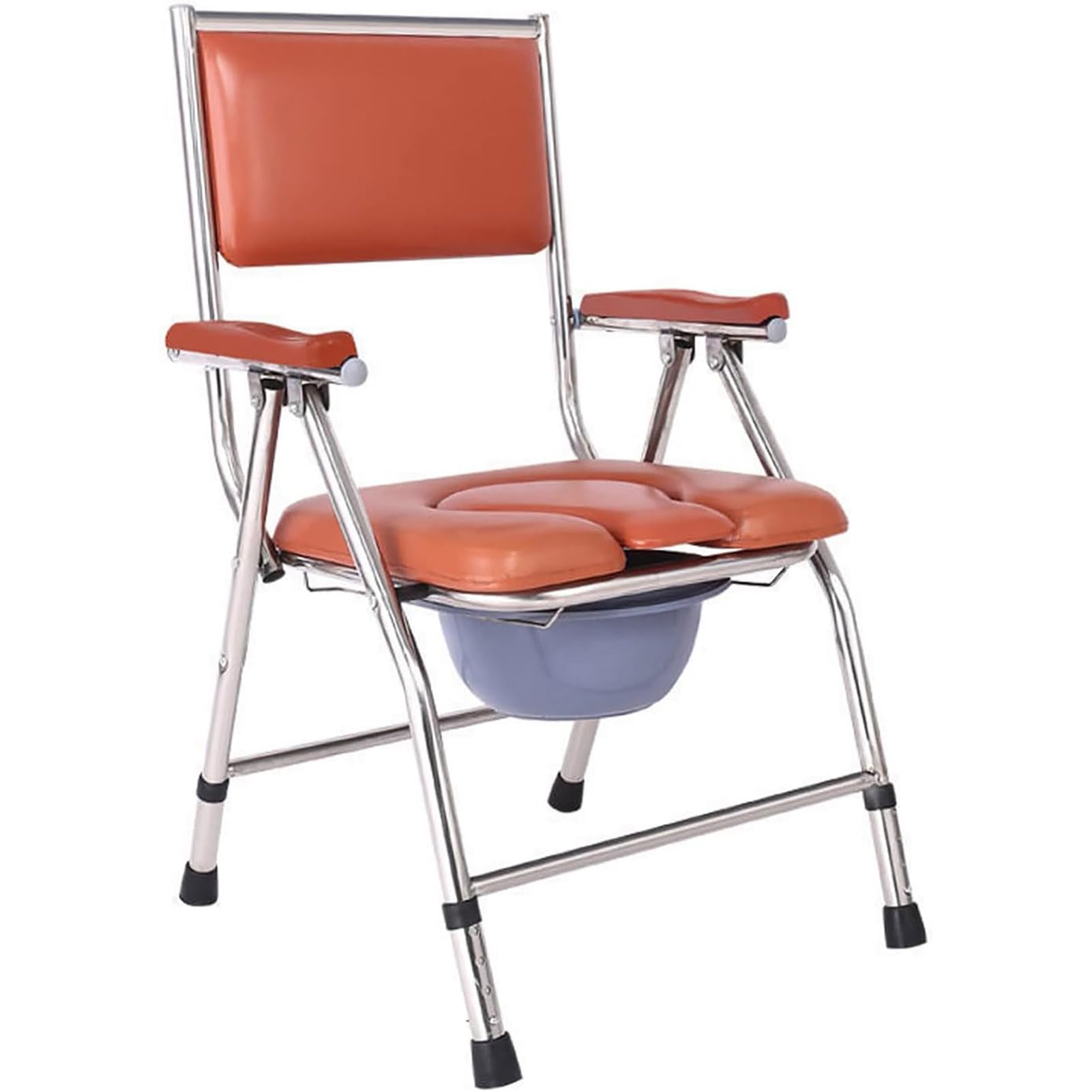 Chaise d'aisance et de douche marron avec accoudoirs et hauteur réglable