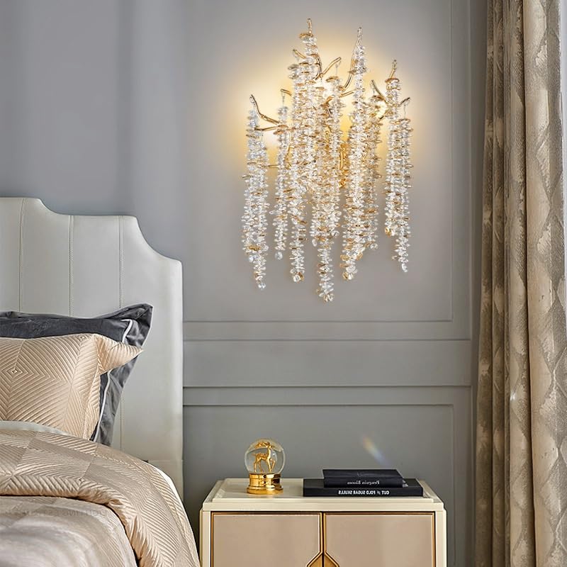 Lampe murale de luxe branche d'arbre cristal 19,7 pouces G9