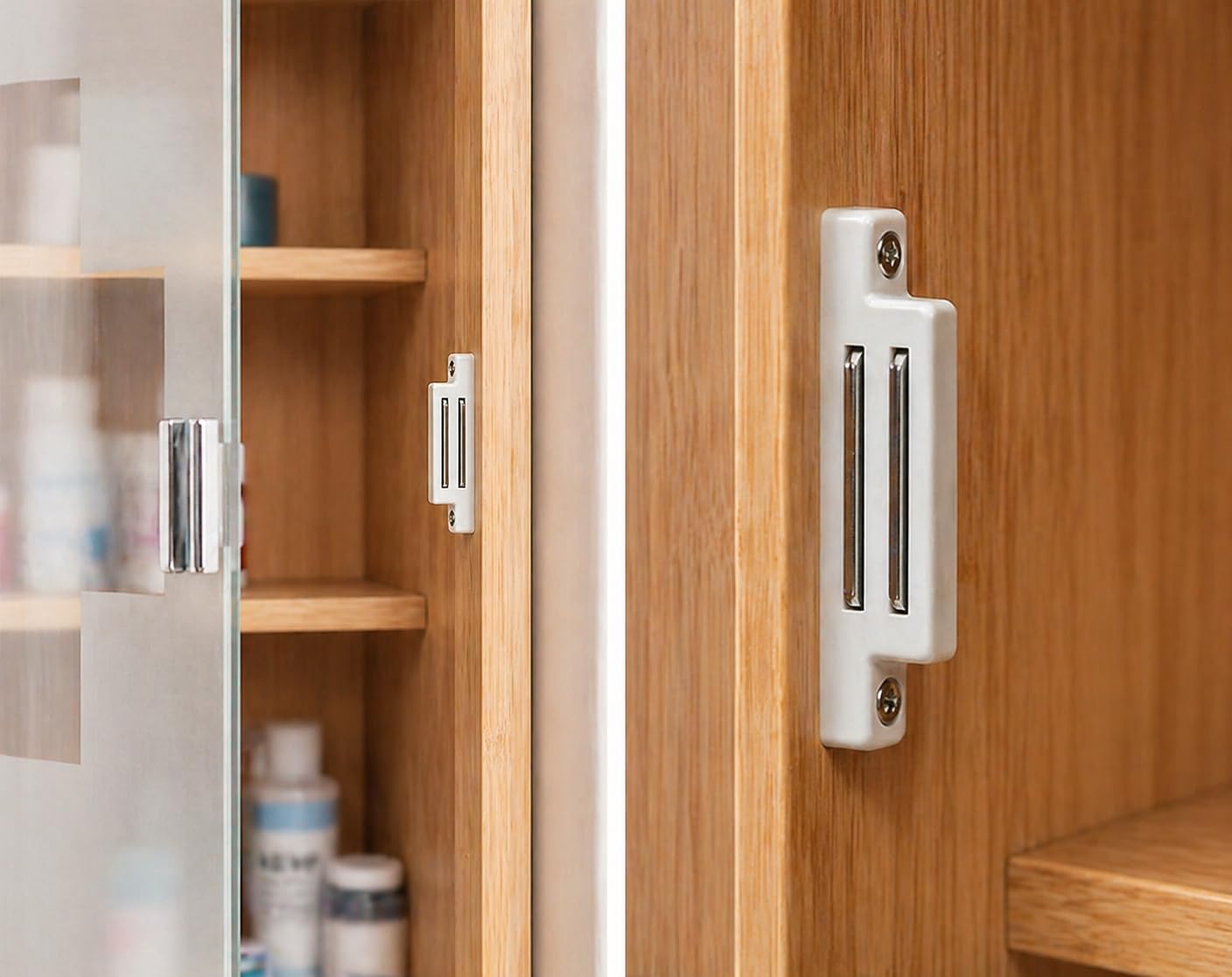 Zedelmaier Medikamentenschrank & Medizinschrank aus Bambus, hängeschrank, Hausapotheke, Erste Hilfe Schrank,Glastür mit Magnetverschluss，Arzneischrank 4 Fächer，12T x 27B x 57H cm