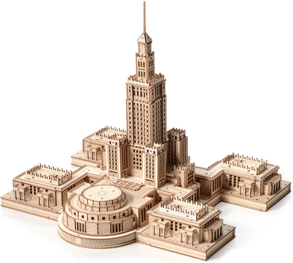 Little Story Drewniane puzzle 3D, pałac kultury, model architektoniczny do samodzielnego montażu – kreatywny zestaw do majsterkowania dla dzieci od 14 lat – zestaw drewniany jako prezent dla młodzieży