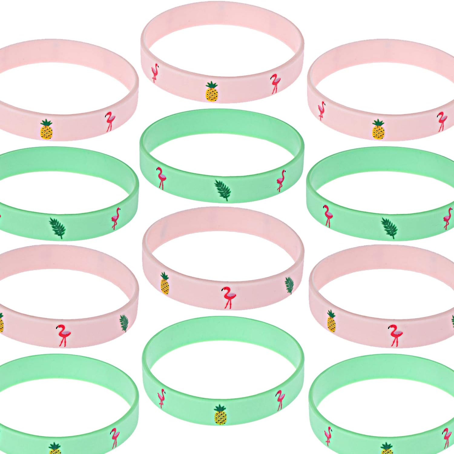 48 Pcs Pineapple Flamingo Bracelets Tropical Leaves